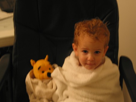 Owen and Pooh after their bath